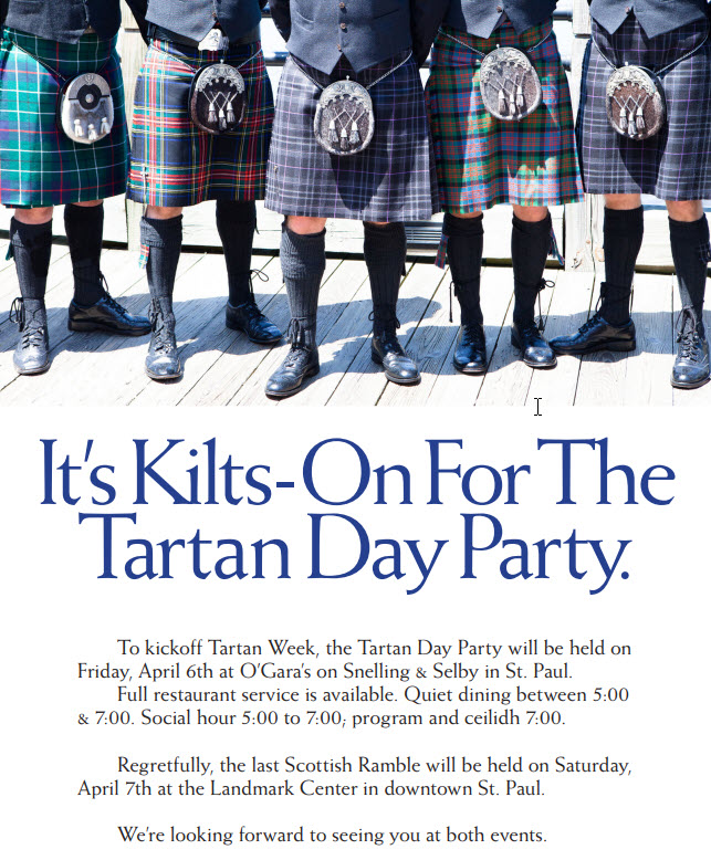 Tartan Day Image for 2018, Kilts and the event details